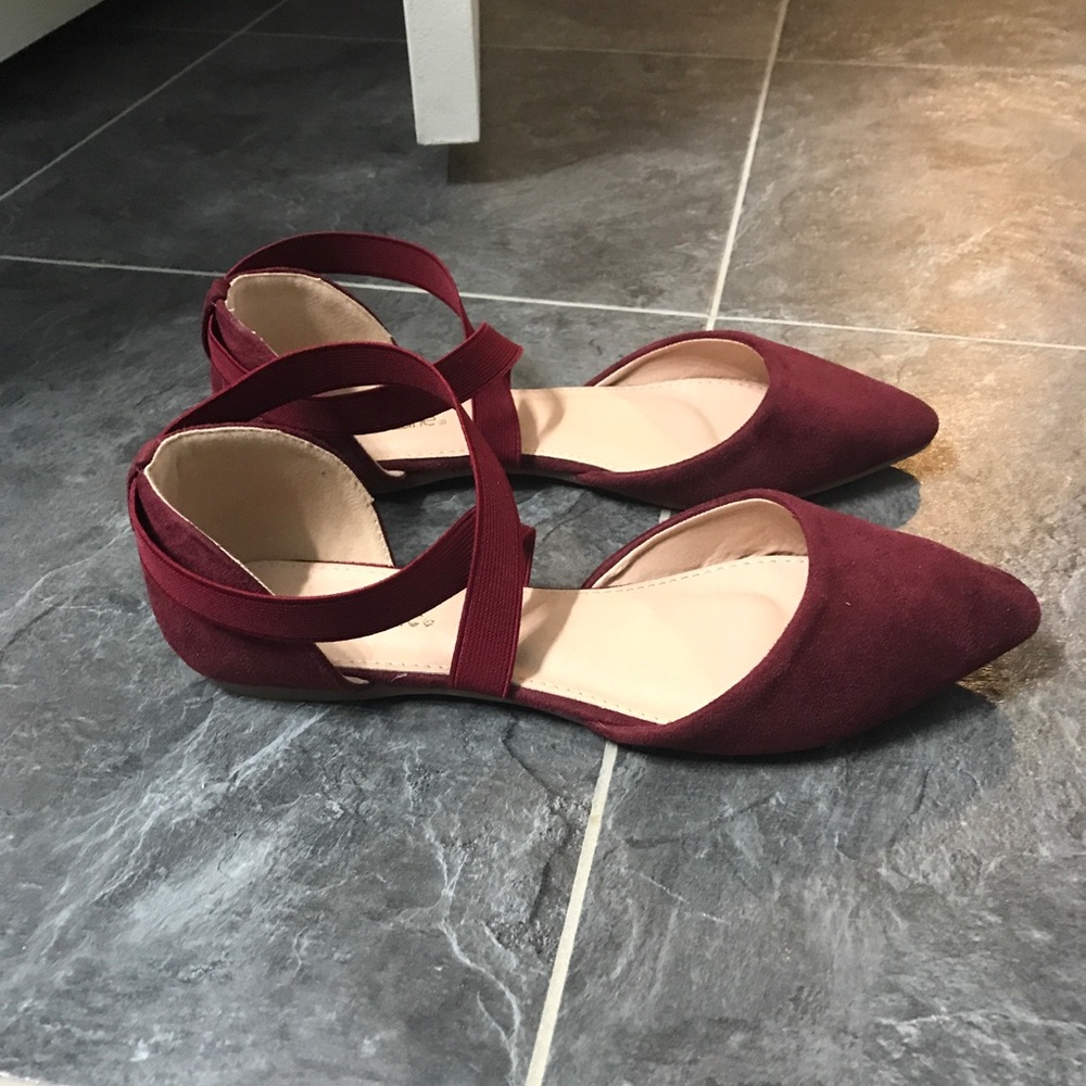 Burgundy flats